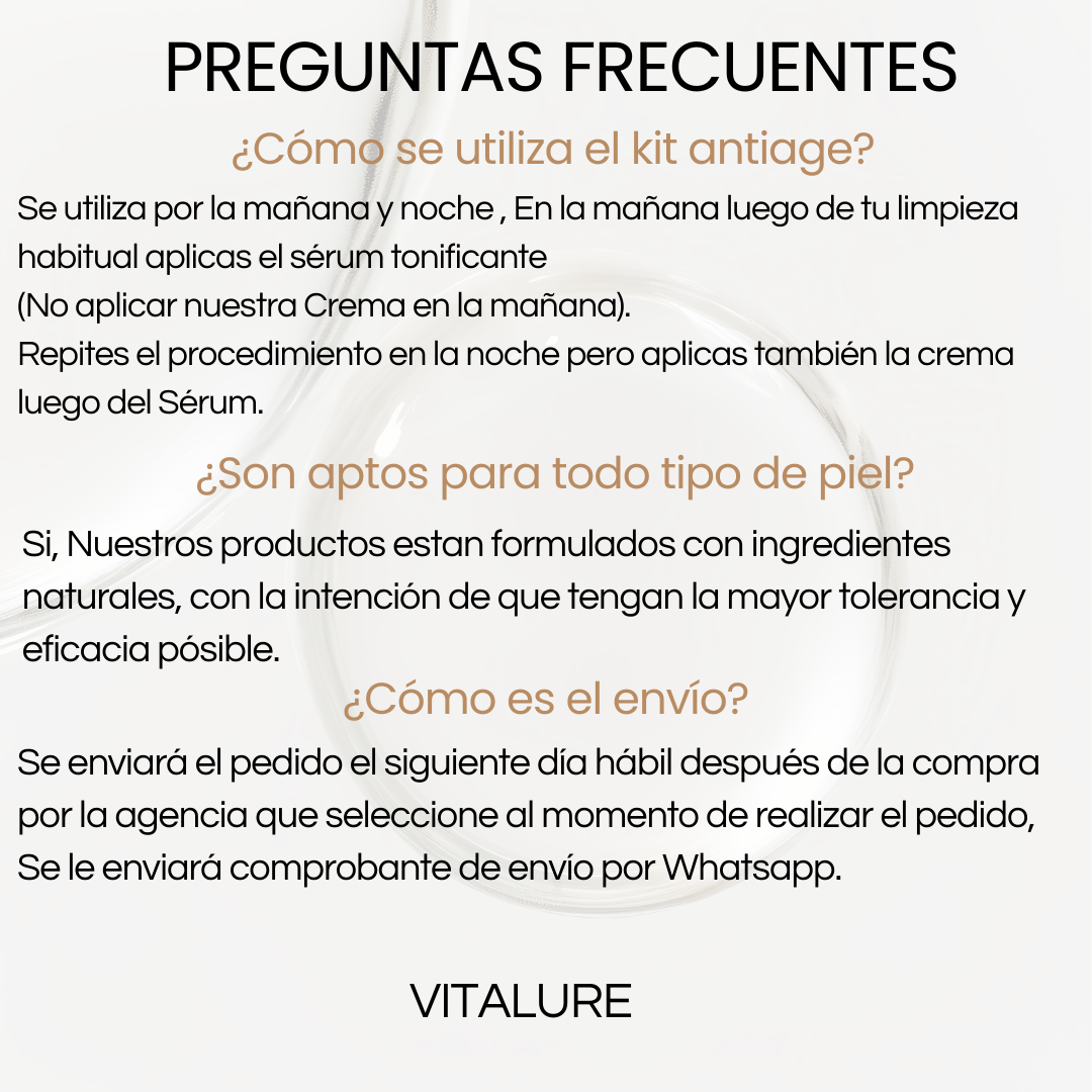 KIT ANTI-AGE (Colágeno y Elastina) SÉRUM TONIFICANTE + CREMA ANTI-AGE NOCTURNA